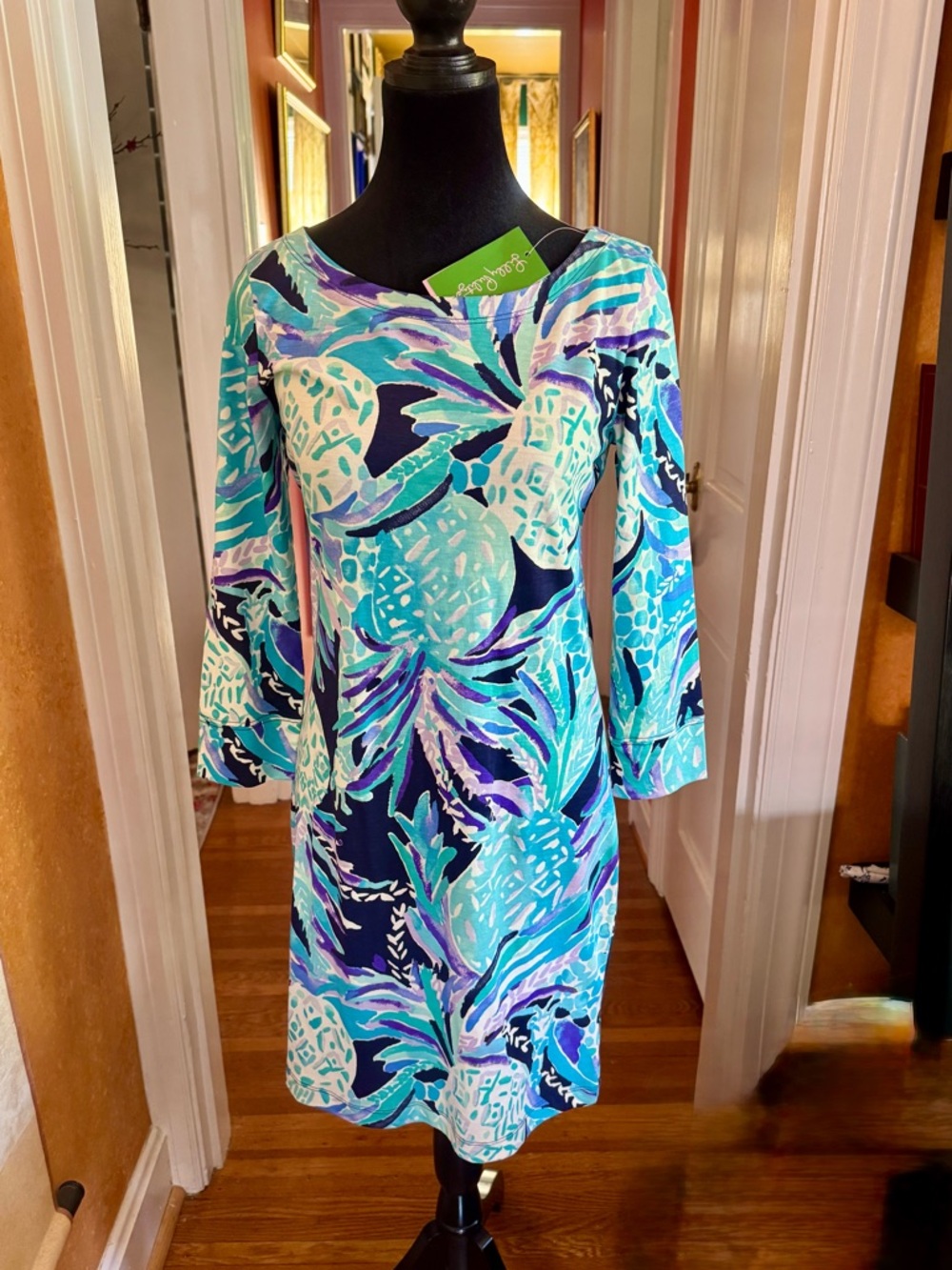 Lilly Pulitzer Navy, Aqua & Purple Tropical Shift Dress